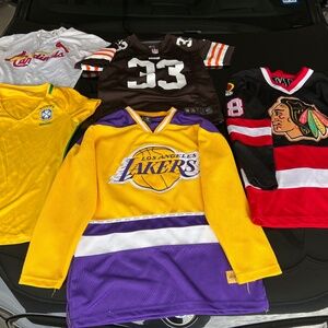 Hockey, Soccer, Football, and Baseball Jerseys
